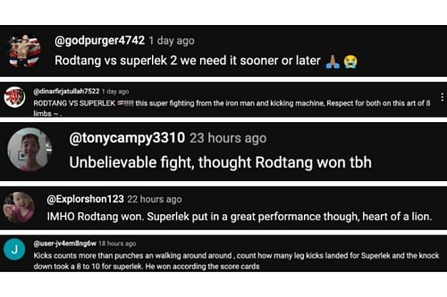 Screenshot of fans' comments