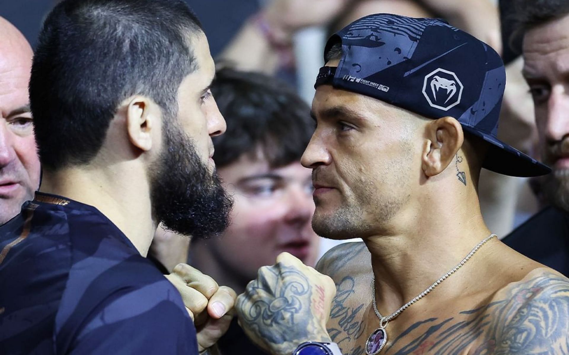 Islam Makhachev (left) and Dustin Poirier (right) went toe-to-toe at UFC 302 [Image courtesy: @ufc on Instagram]