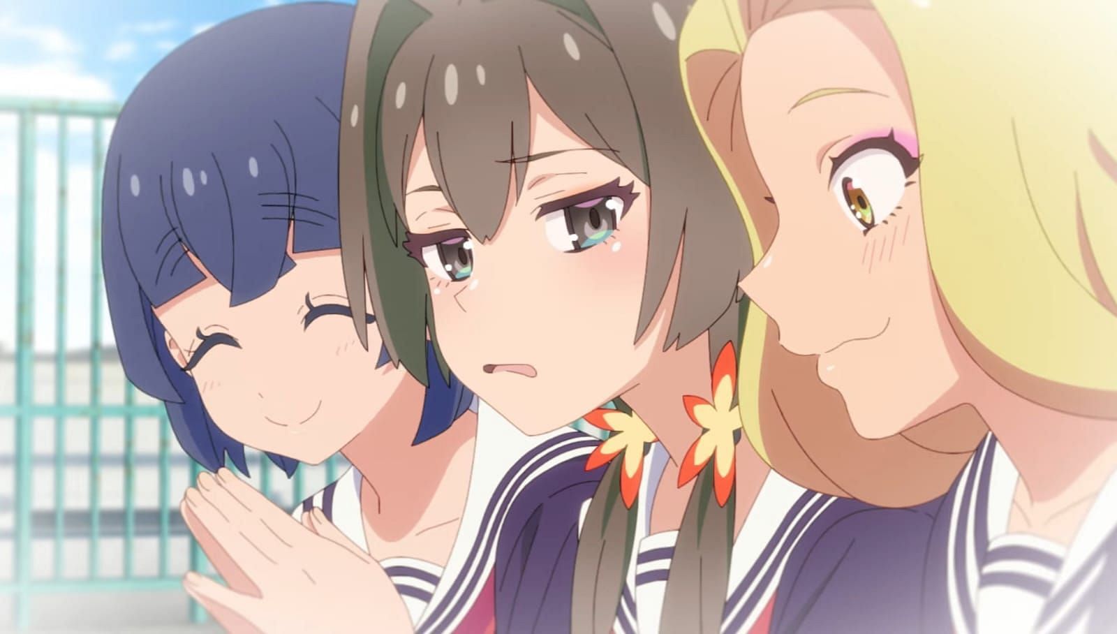 Masaki as seen with her friends in the trailer (Image via P.A.Works)