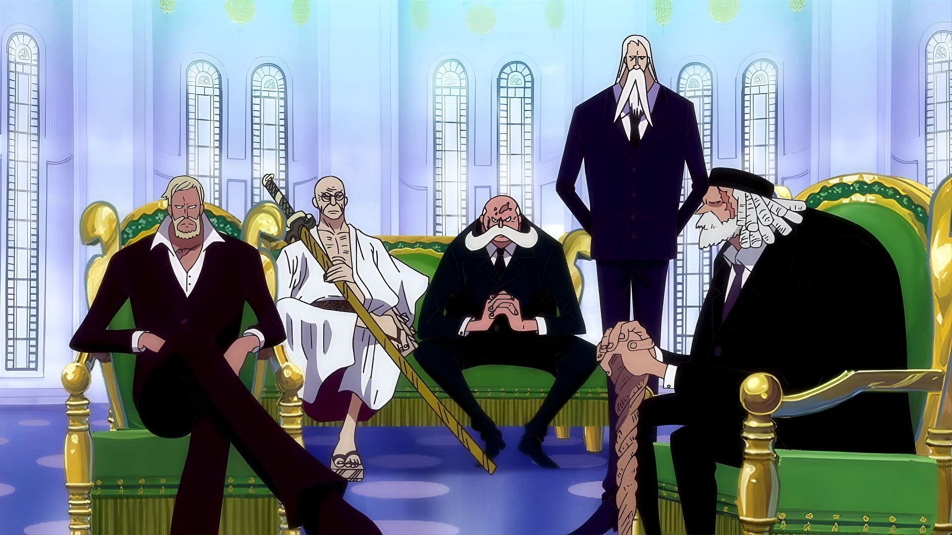 The Five Elders as seen in the anime (Image via Toei Animation)