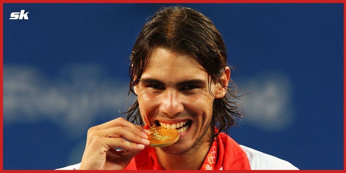 Rafael Nadal with the 2008 Beijing Olympics gold.