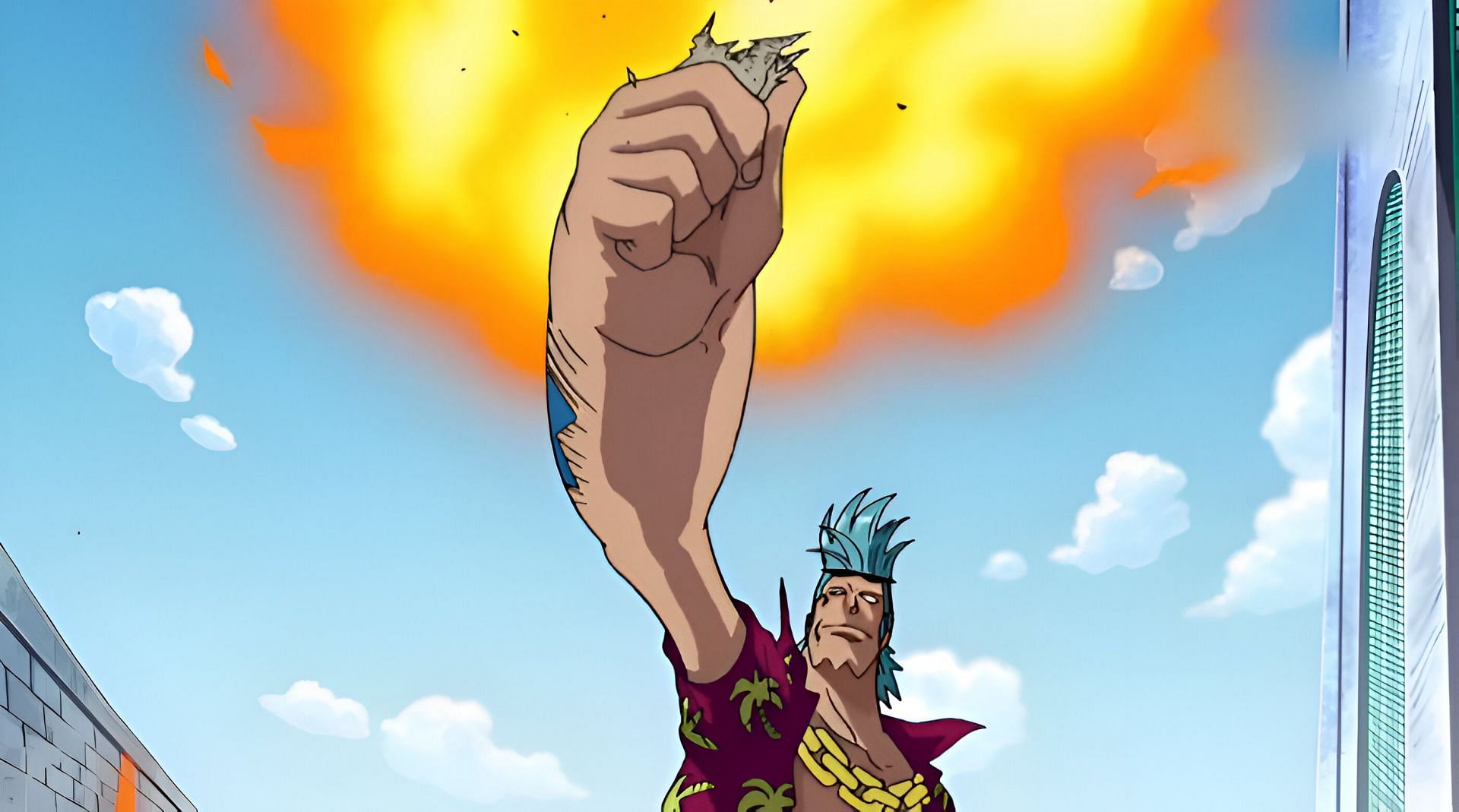 Franky burning the blueprints of Pluton (Image via Toei Animation)