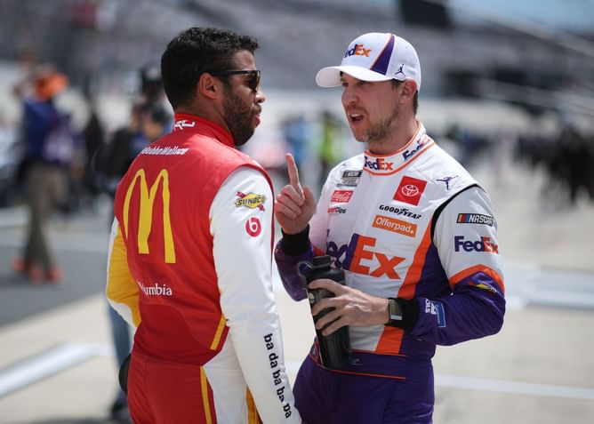 “They’re worried”: Denny Hamlin comments on Bubba Wallace and Kyle Busch's playoff picture