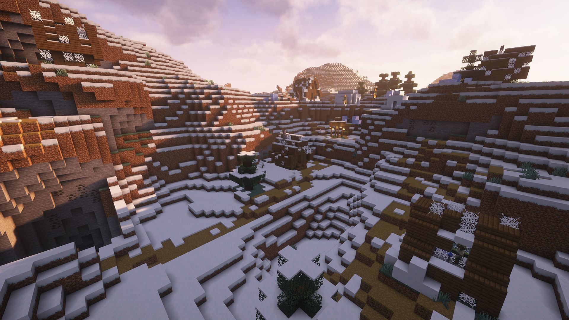 A frozen abandoned village found on the seed (Image via Mojang)
