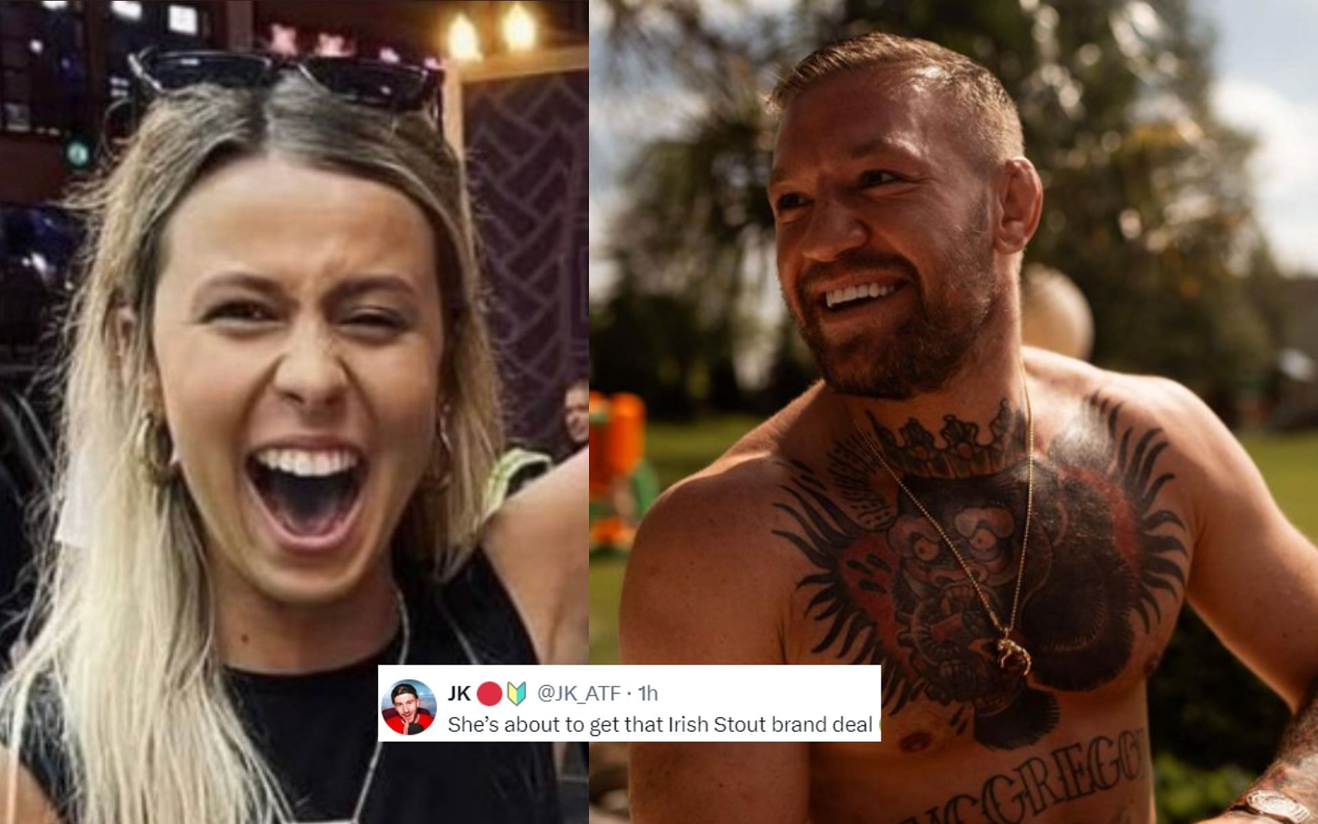 Conor McGregor (right) follows viral meme girl (left)  [Images courtesy: @iAnonPatriot on X and @thenotoriousmma on Instagram]