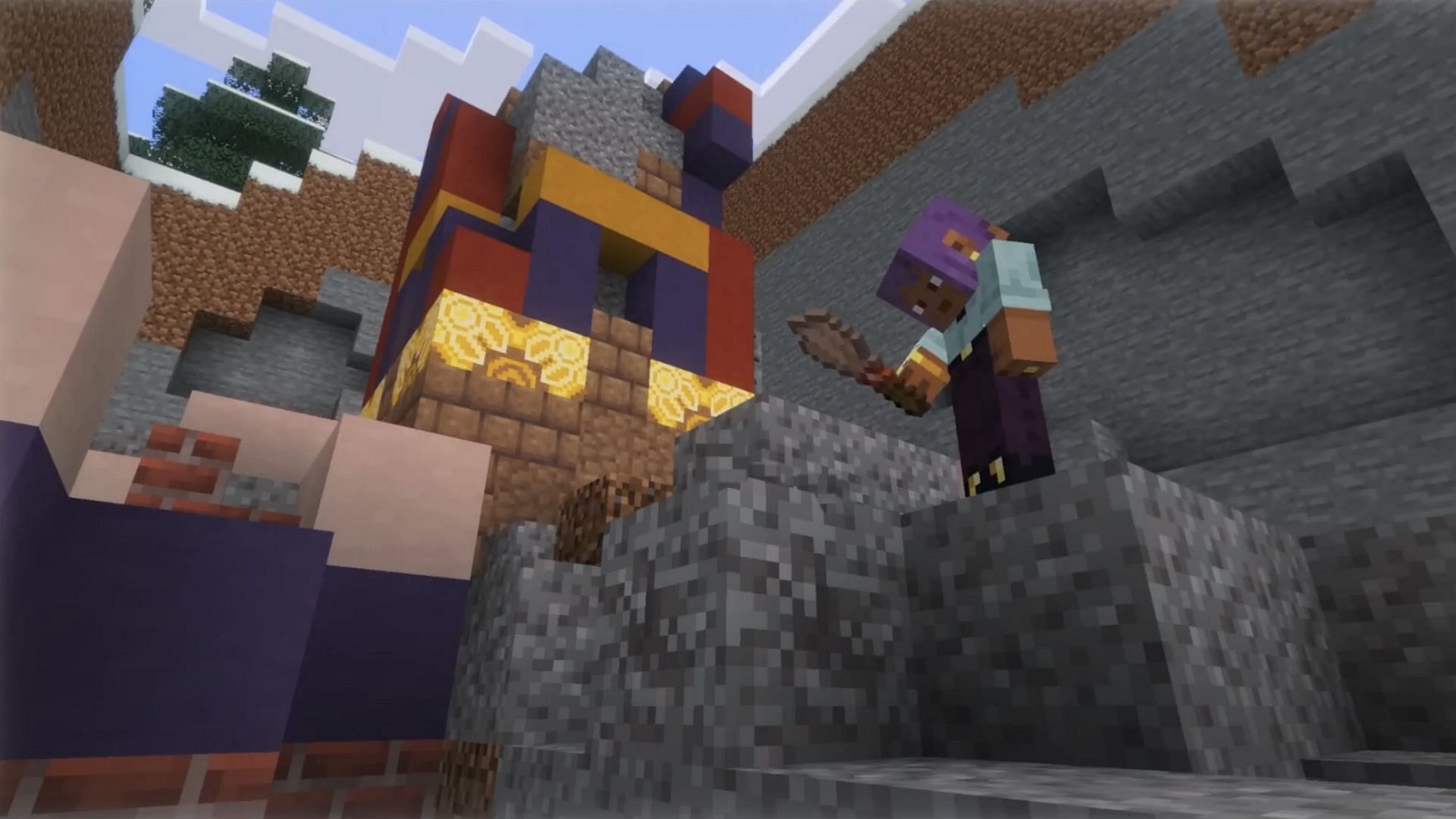 Loot is obtained in trail ruins by using a brush on suspicious gravel blocks (Image via Mojang)