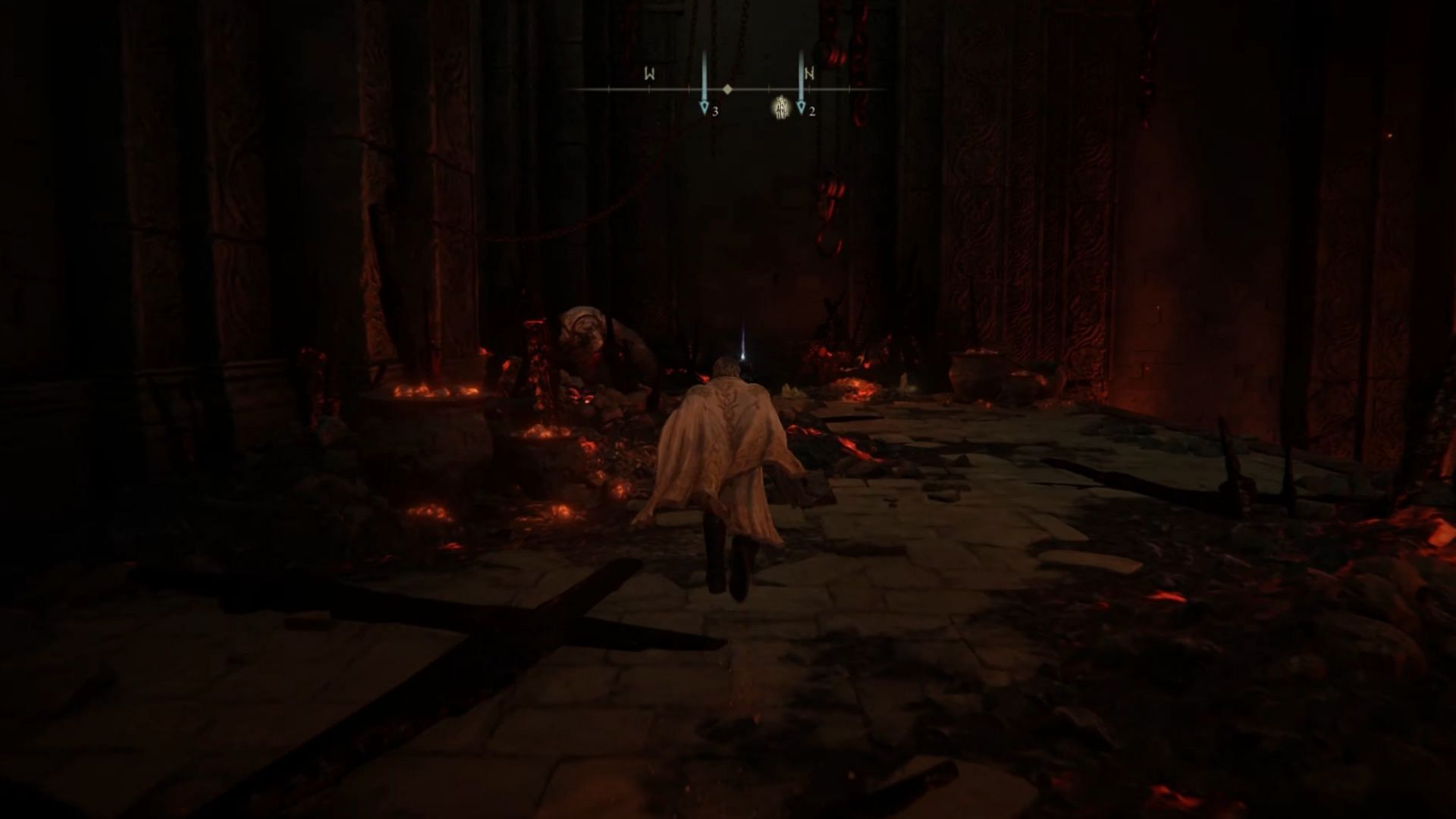 The glowing dot at the end of this room holds the Smithscript Dagger (Image via FromSoftware)
