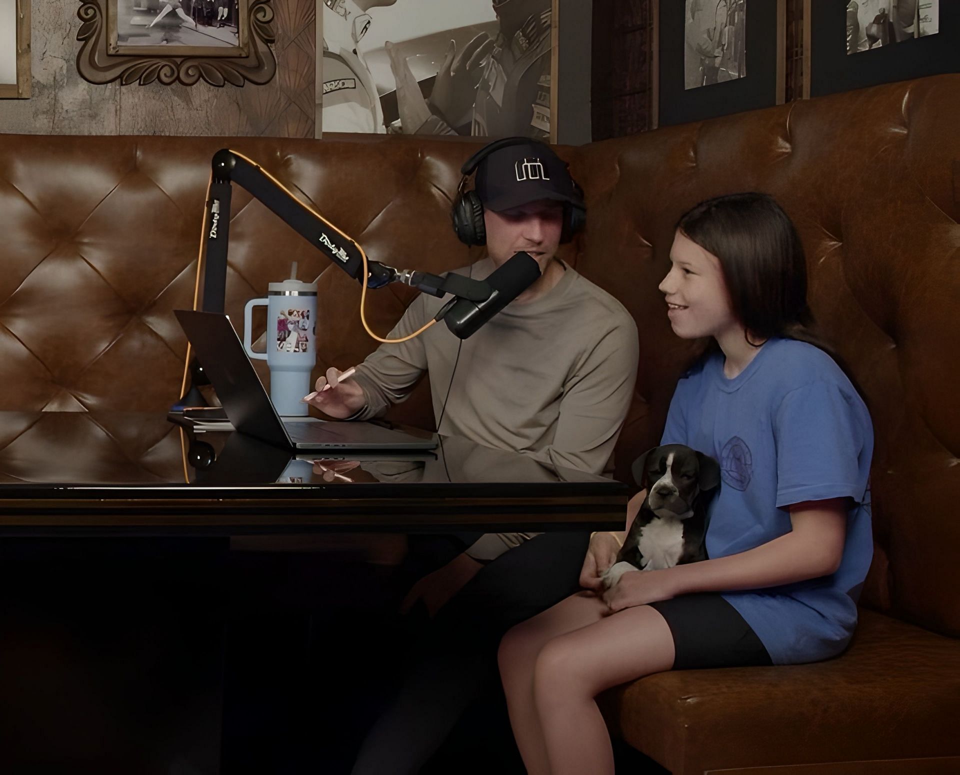 Denny Hamlin and his daughter Taylor during the Actions Detrimental podcast (Image: Dirty Mo Media and YouTube)