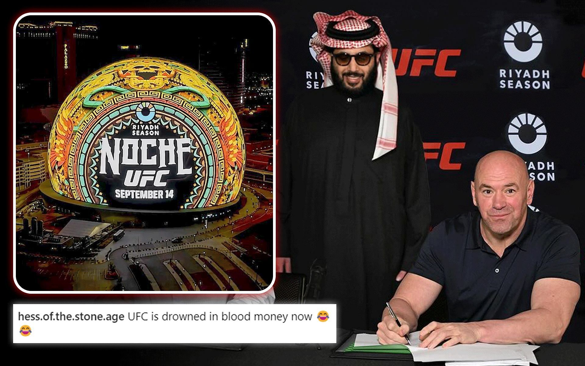  Fans react to UFC 306 rebranded to Riyadh Season Noche UFC (inset) [Images courtesy: @ufc and @turkialalshik on Intsagram]