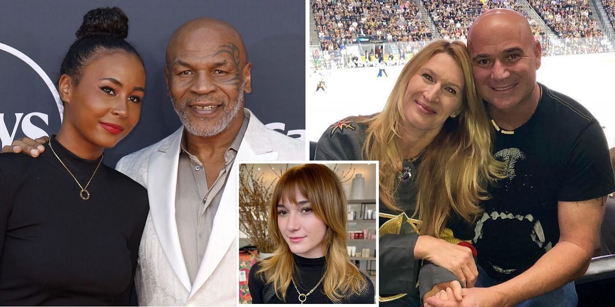 Mike Tyson and daughter Milan (L), Andre Agassi and Steffi Graf (R), Jaz Agassi (inset) (Image Source: Getty, Instagram)