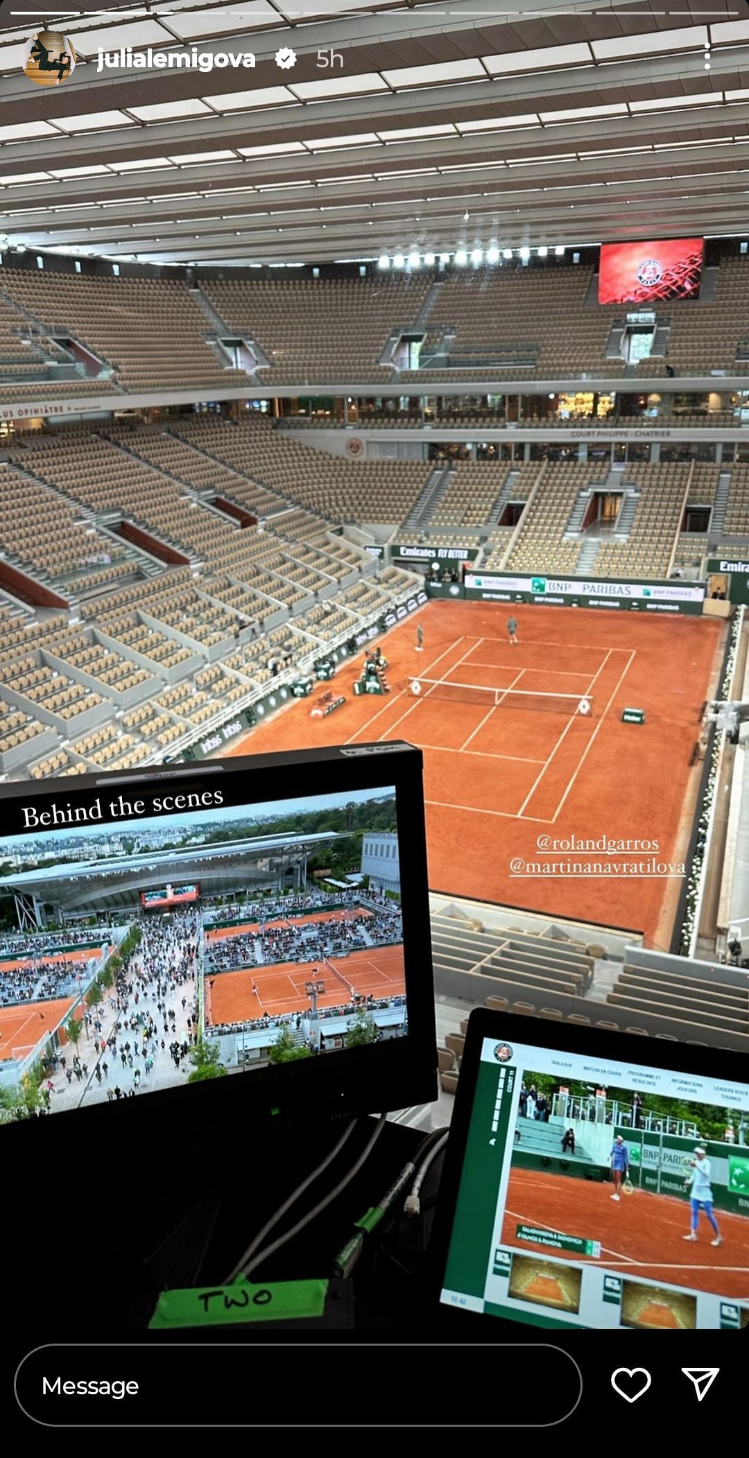 A view of Court Philippe Chatrier from the commentary box