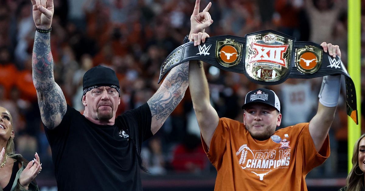 Texas QB Quinn Ewers looks back on the moment when WWE icon The Undertaker presented him championship belt post Big 12 win
