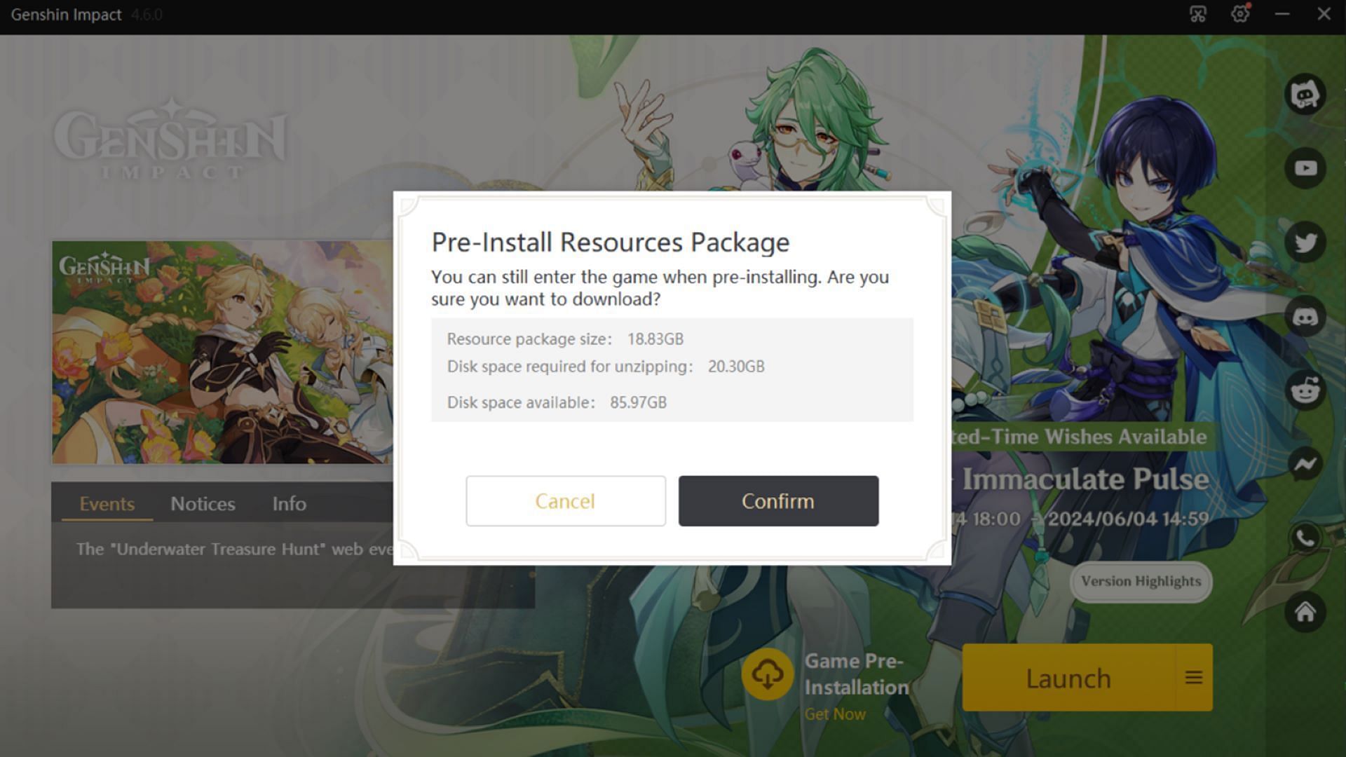 4.7 update pre-installation file size for PC (Image via HoYoverse)