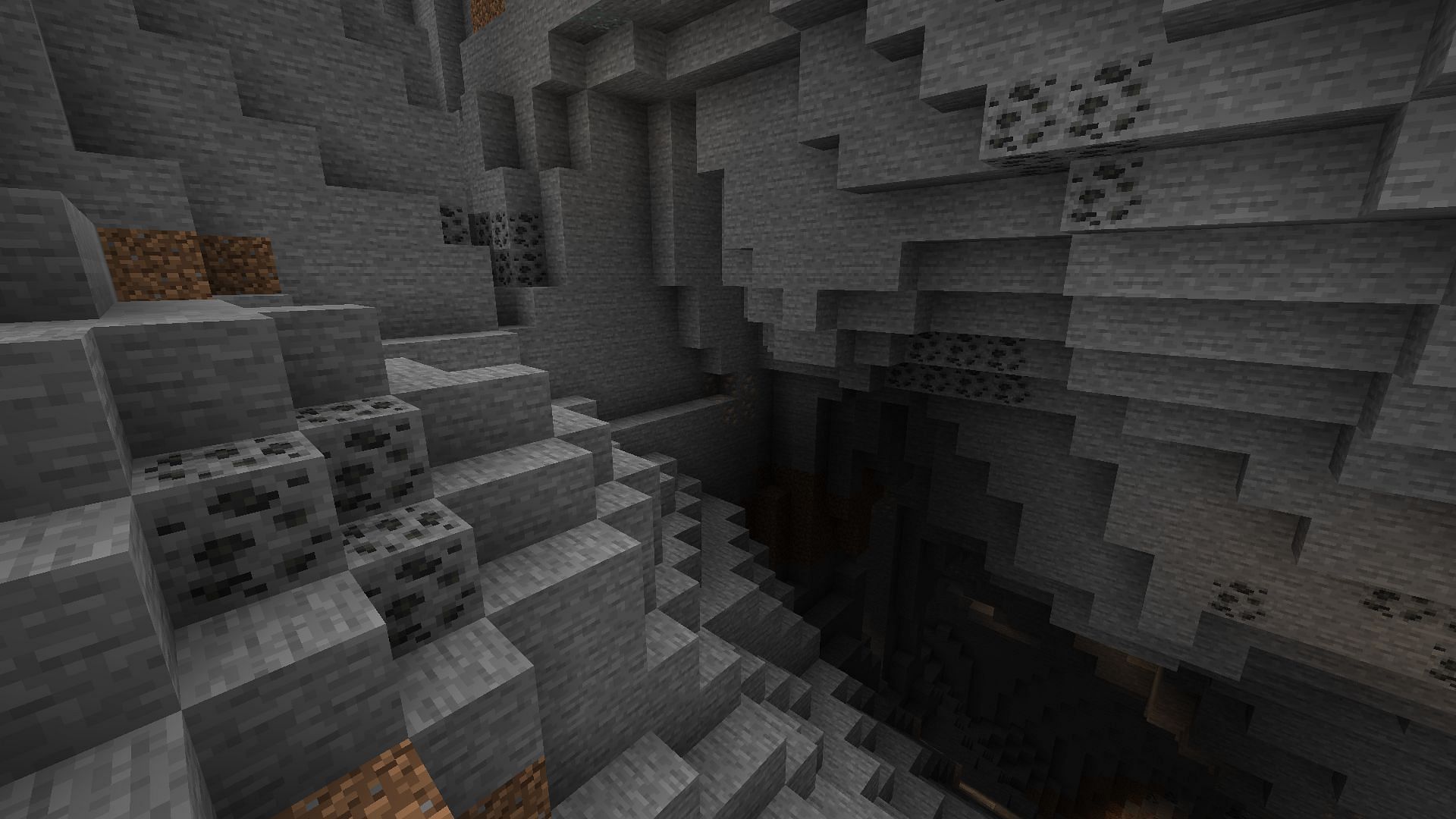 Large amounts of coal exposed on a mountain (Image via Mojang)