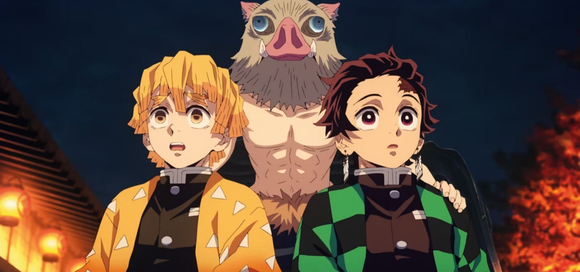 Tanjiro, Inosuke, and Zenitsu (Image via Ufotable)