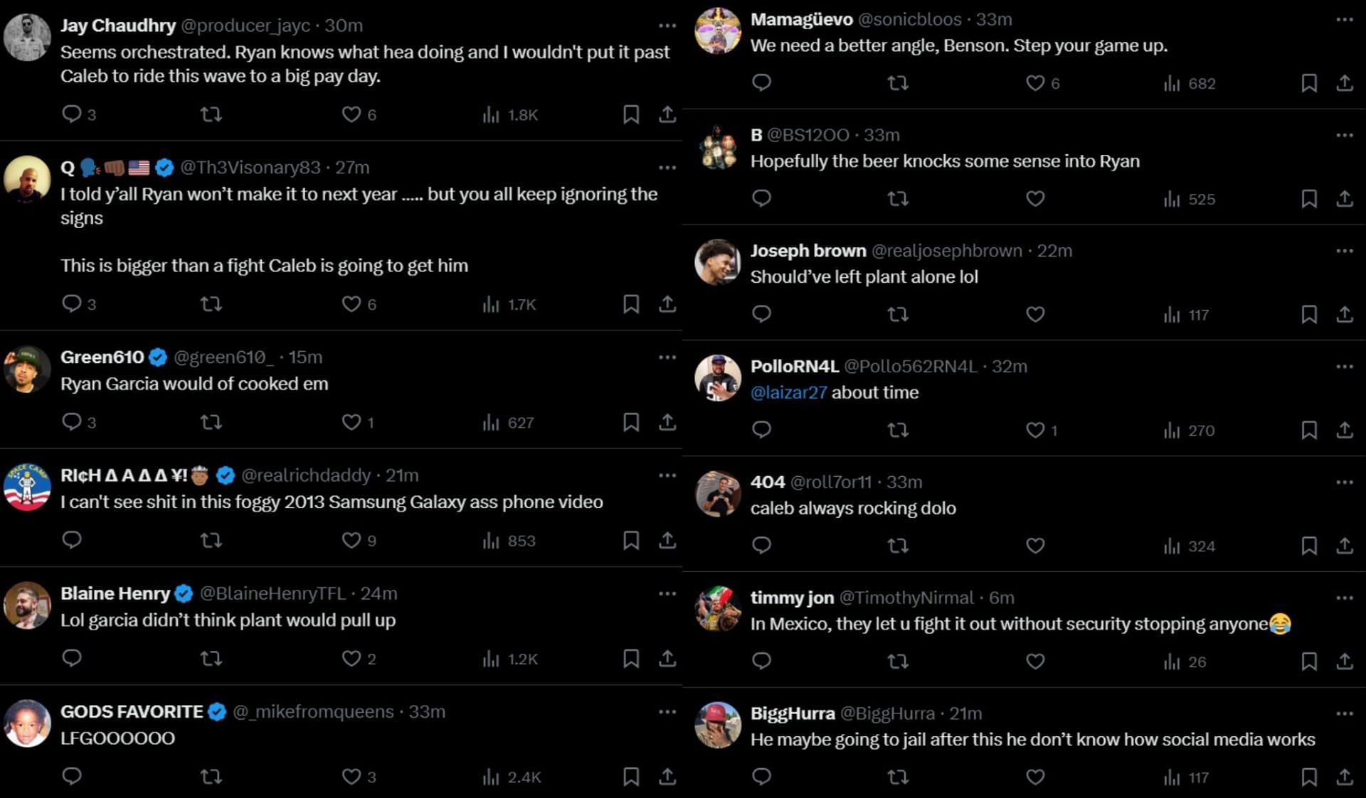 Fan reactions to the Ryan Garcia vs. Caleb Plant scuffle