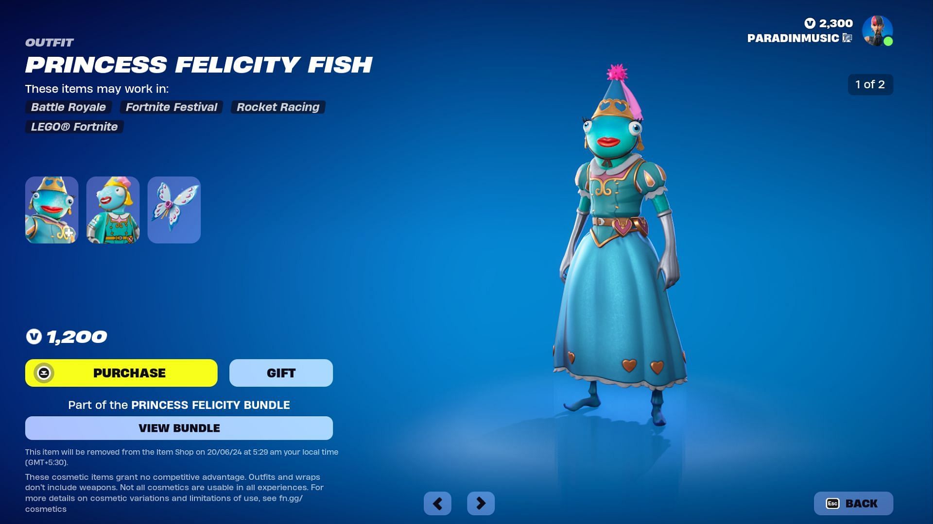 The Princess Felicity Fish Outfit (Image via Epic Games)