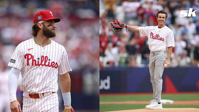 WATCH: Wrexham AFC owner Rob McElhenney joins Phillies' Bryce Harper for first pitch as MLB London Series game 2 vs Mets gets underway