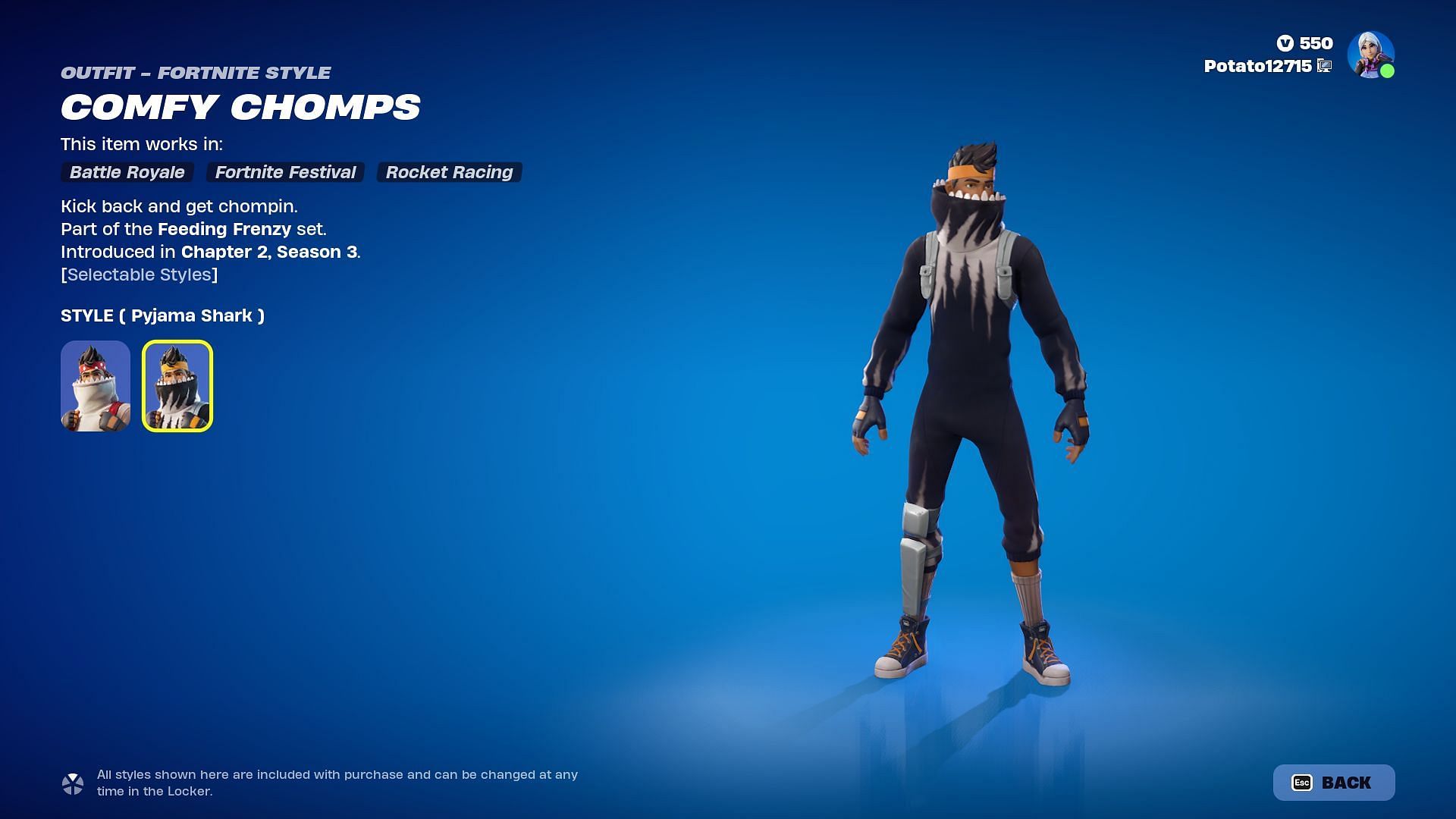 Comfy Chomps can be purchased separately (Image via Epic Games)