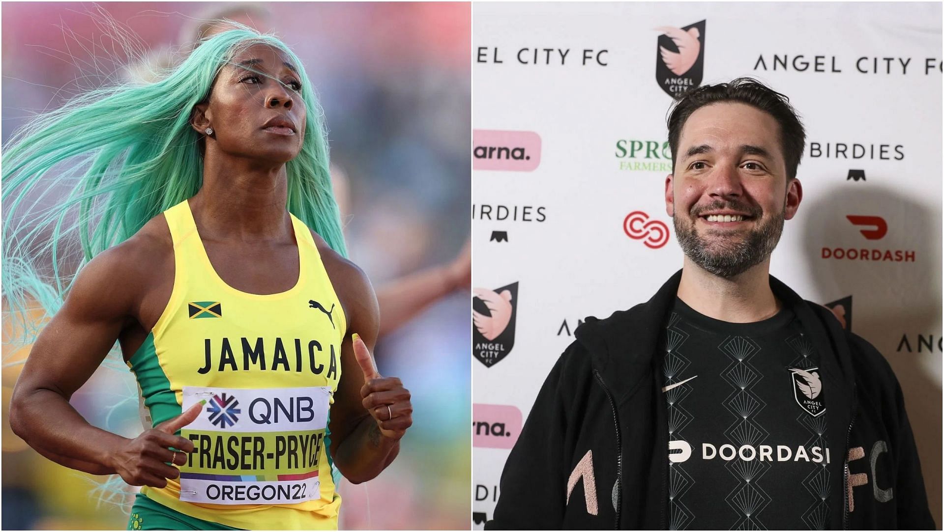 Alexis Ohanian and Shelly-Ann Fraser-Pryce