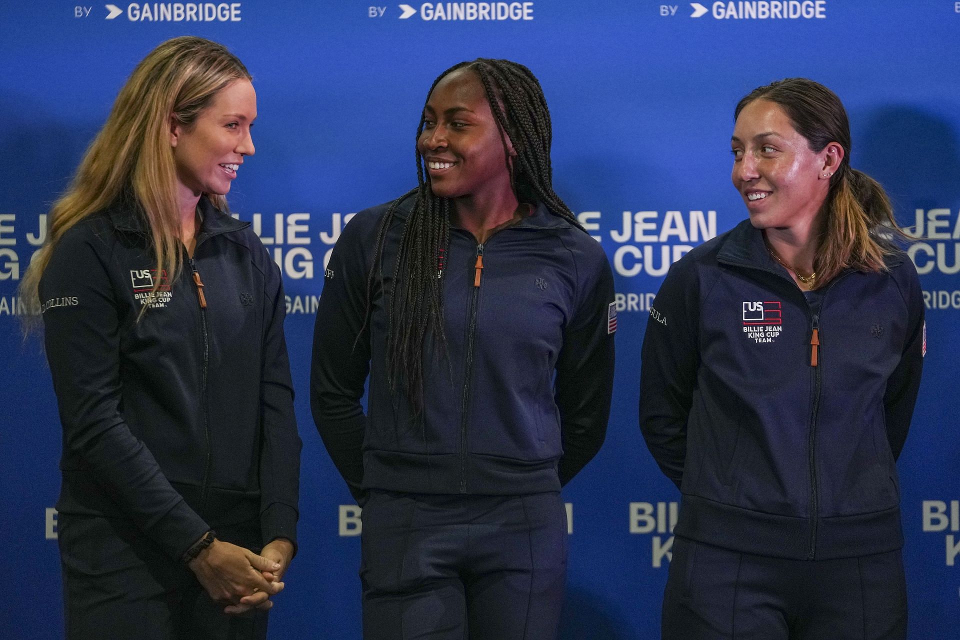 Danielle Collins and Coco Gauff at the 2023 Billie Jean King Cup Qualifier (with Jessica Pegula)