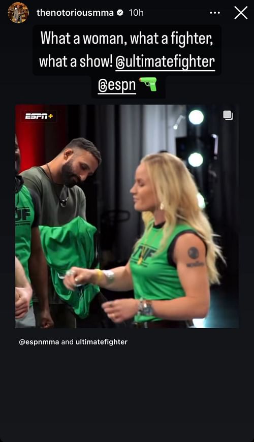 A screenshot of Conor McGregor's Instagram story