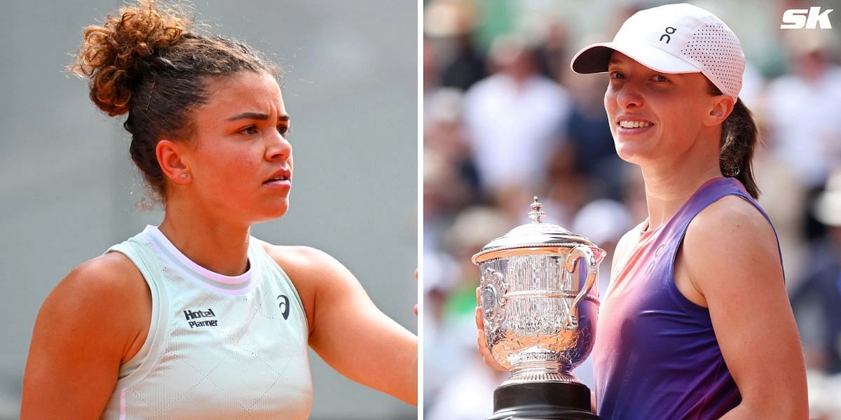 Jasmine Paolini (L) and Iga Swiatek (R) pictured at the 2024 French Open (Image Source: Getty)