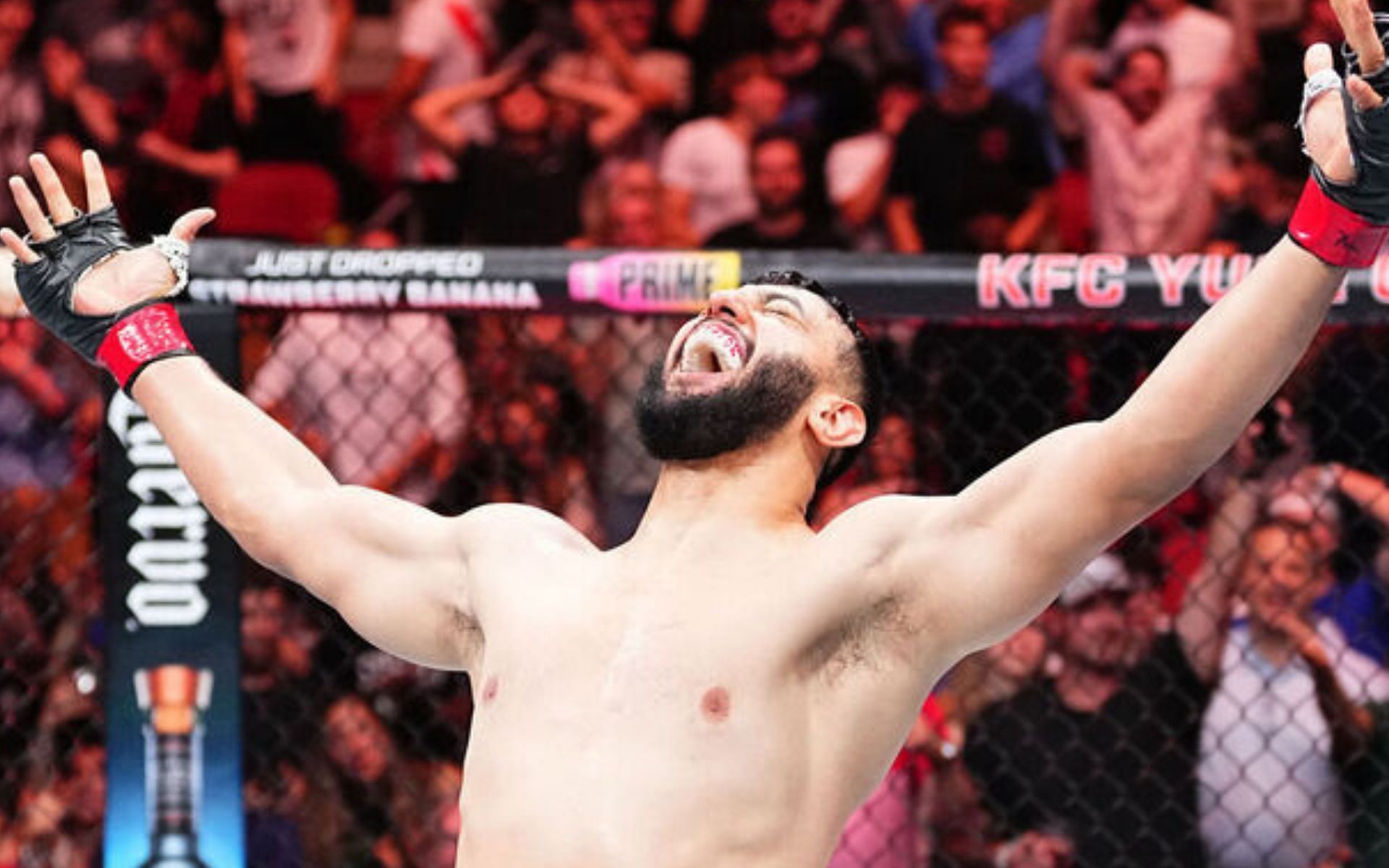 Dominick Reyes (pictured) celebrates after a big win over Dustin Jacoby at UFC Louisville. [Image courtesy: Getty Images]