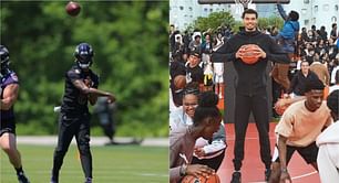 Lamar Jackson jokes about Victor Wembanyama dwarfing him in their latest viral pic: "He was on his toes"