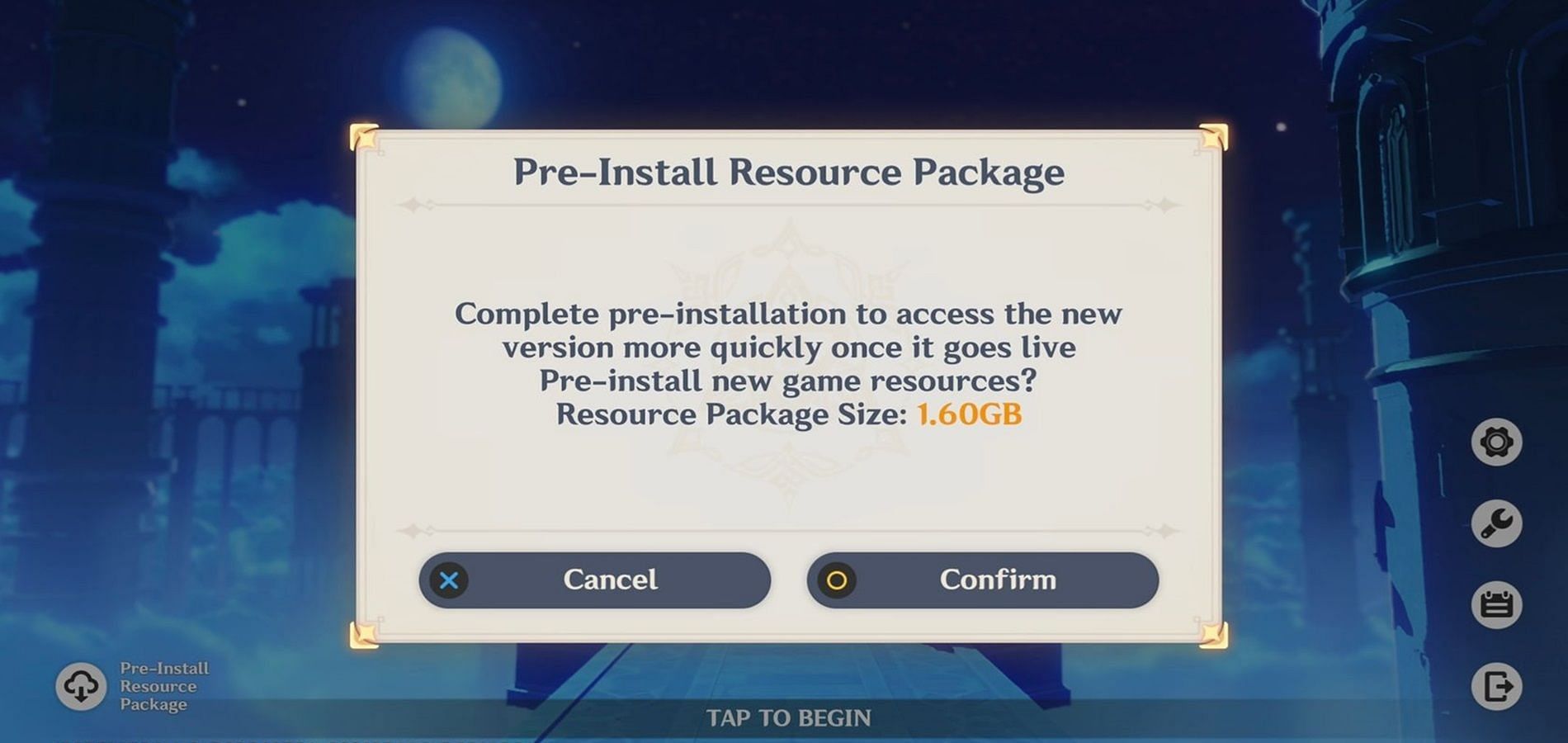 Click on Pre-Install Resource Package (Image via HoYoverse)