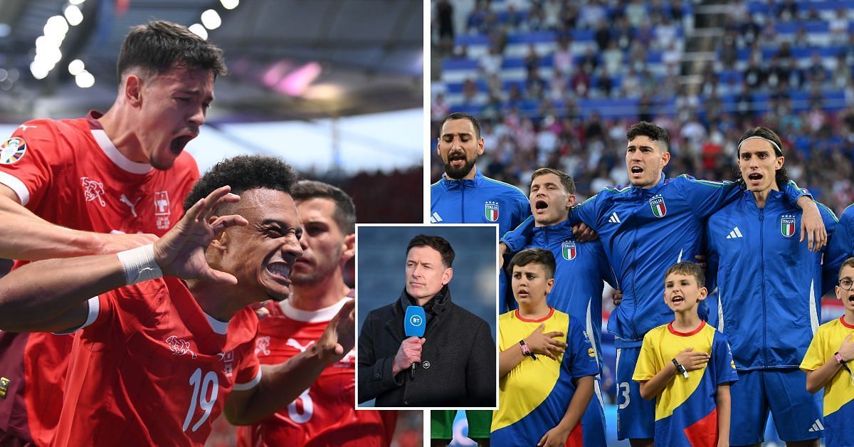 Italy (right) take on Switzerland in the Euro 2024 Round of 16 on Saturday; Chris Sutton (inset)