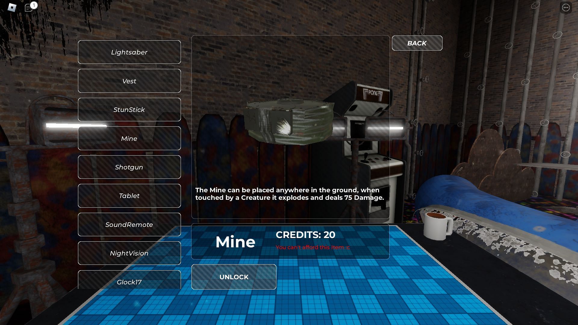 Equipment selection (Image via Roblox)