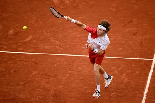 Andrey Rublev in action at the French Open