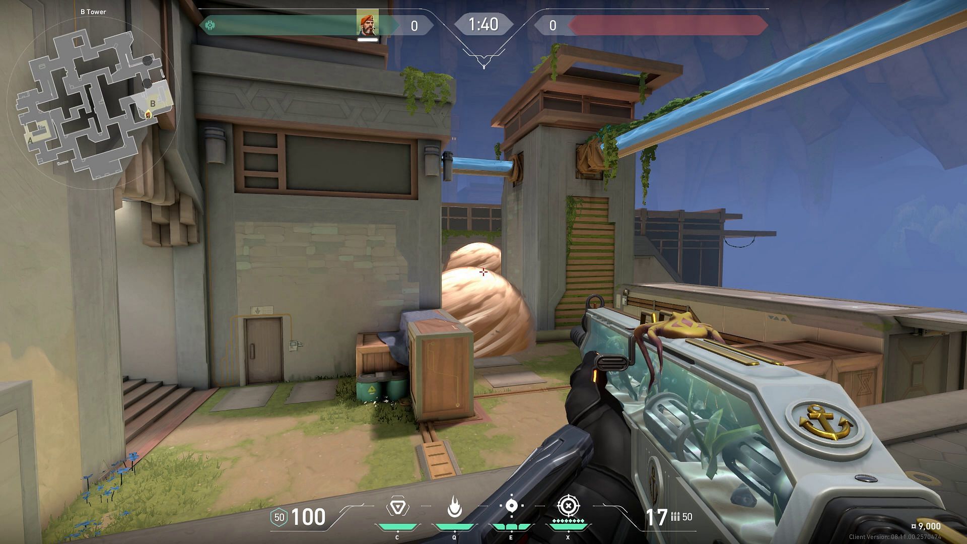 B site defending smokes in-game view (Image via Riot Games)