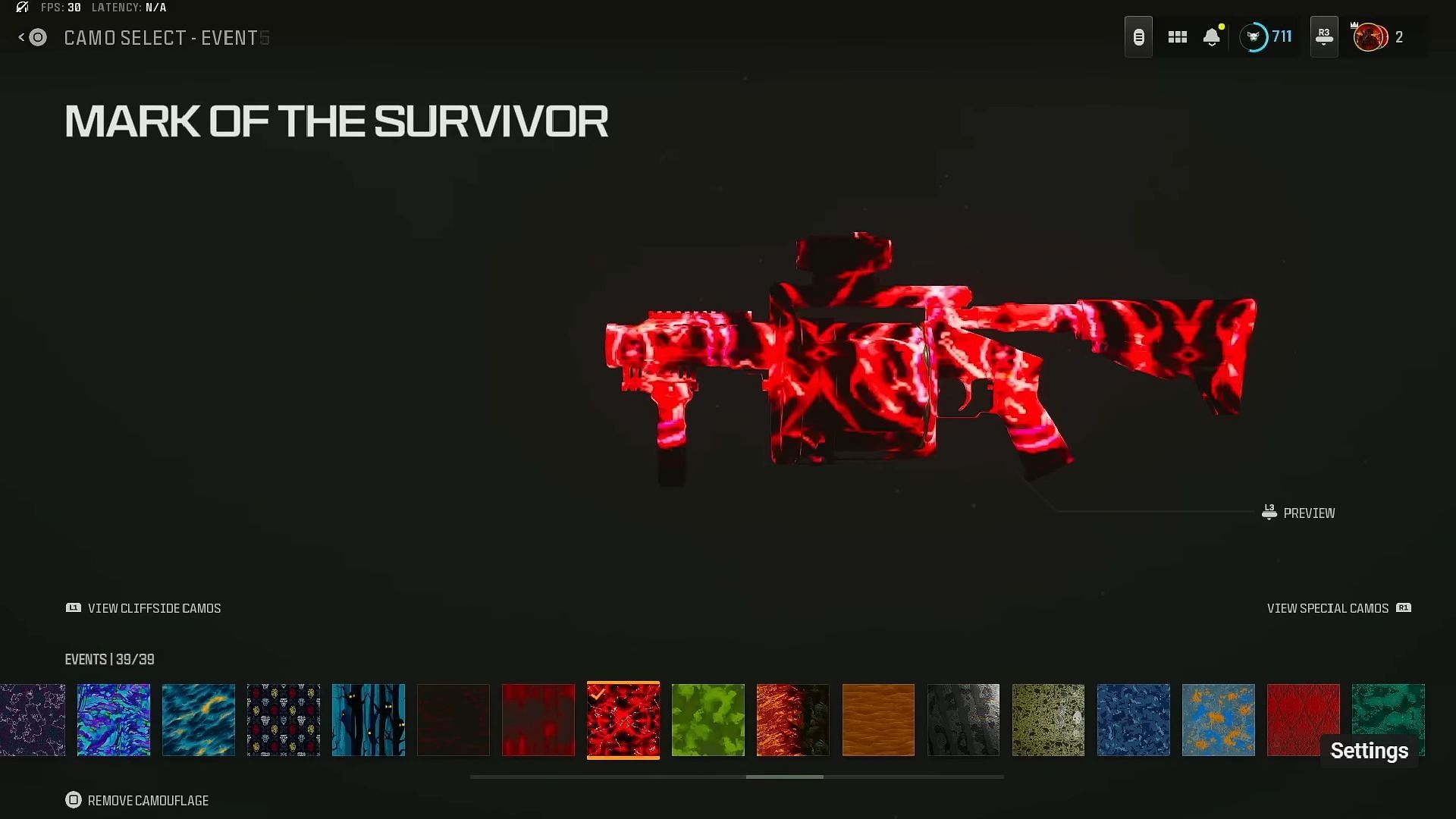 Mark of the Survivor camo in RGL-80 weapon in MW3 (Image via YouTube/dkdynamite)