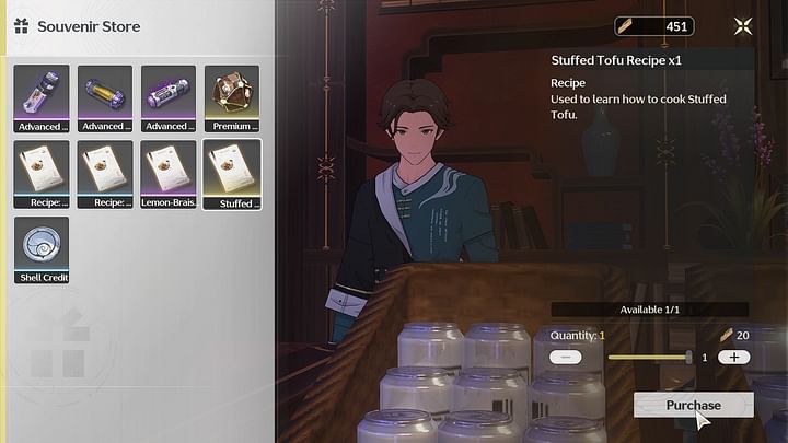 Wuthering Waves 1.1 recipe list