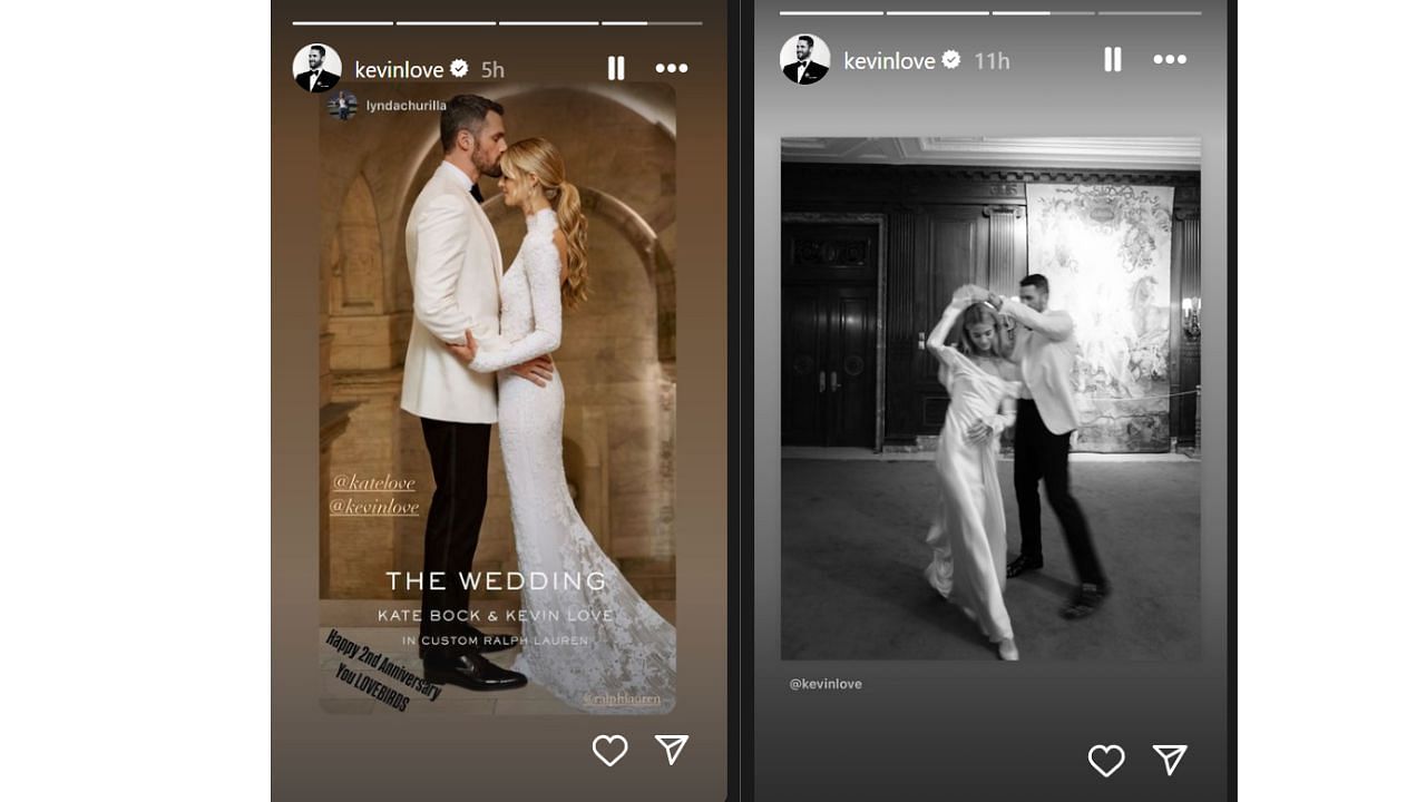 Kevin Love celebrates his second wedding anniversary with wife Kate Love by sharing a few of photos of that special day in 2022. [photo: Love IG]