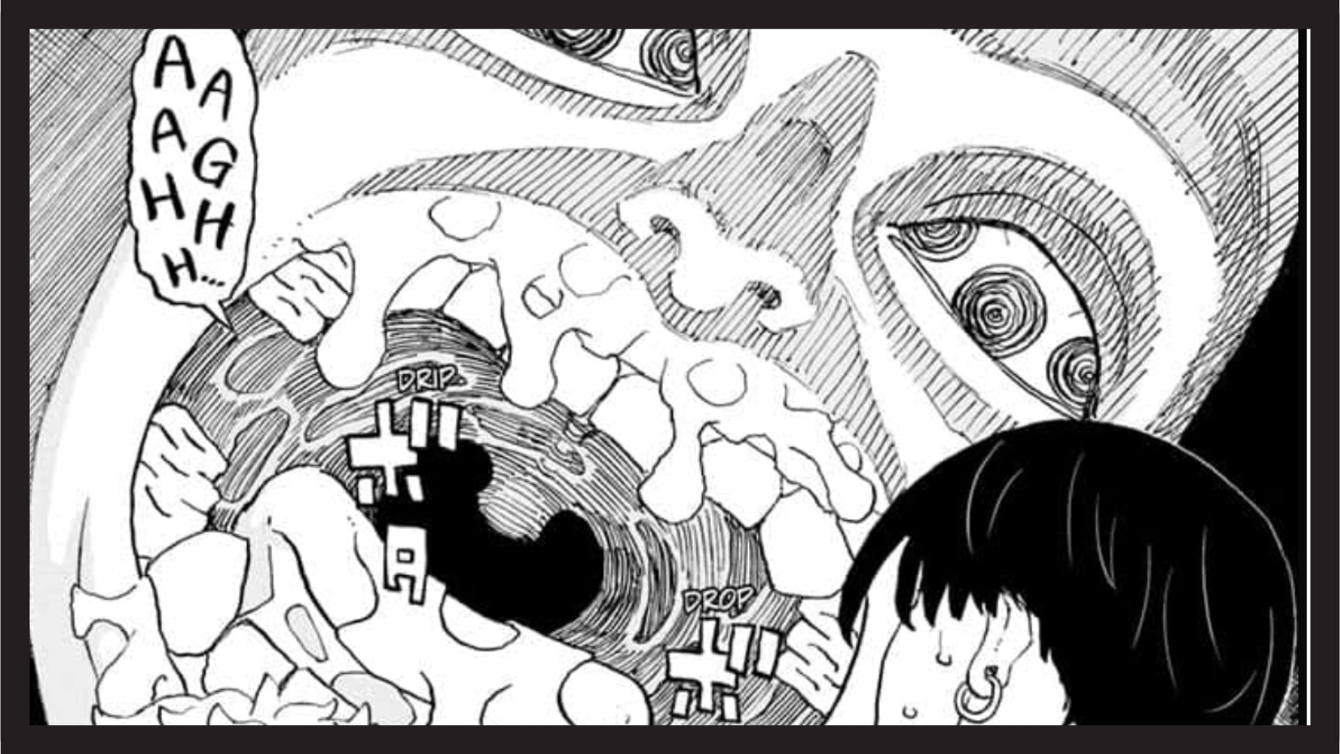 Hibaru encounters a giant head in Negai no Astro chapter 8 (Image via Ken Wakui/Shueisha)