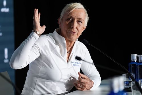 Martina Navratilova at a Press Conference during the Laureus World Sports Awards Madrid 2024.