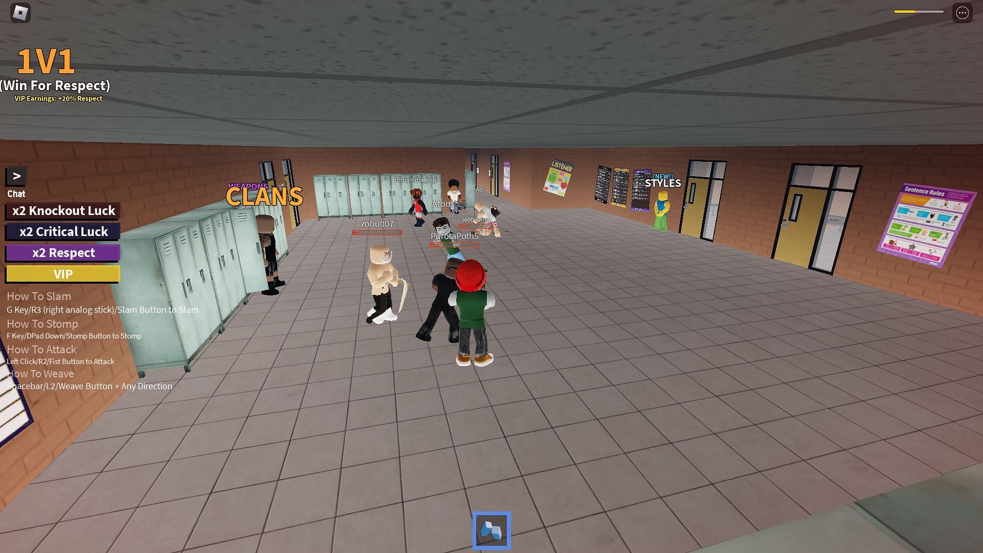 Fighting in a school using a Fighting Style (Image via Roblox)
