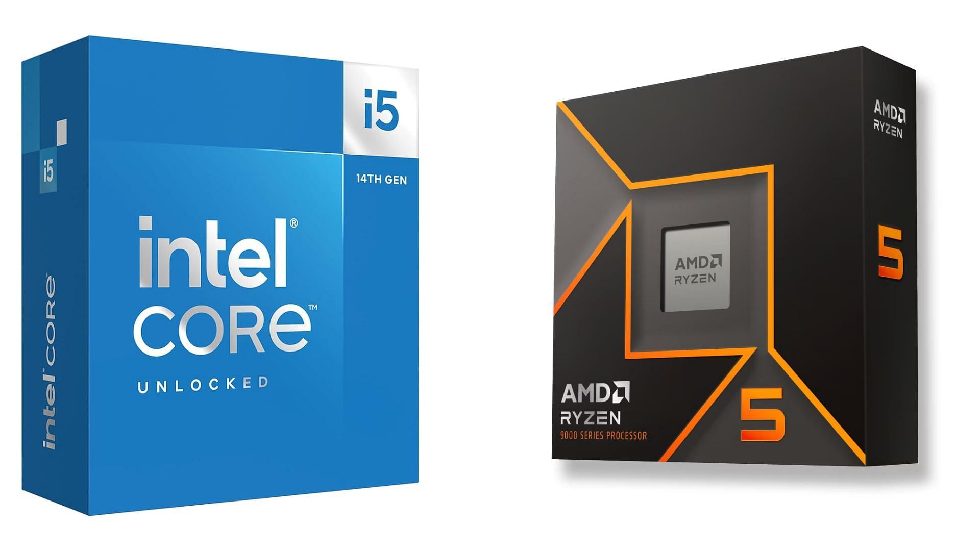 Choosing between the Intel Core i5-14600K and the Ryzen 5 9600X can be difficult (Image via Amazon and AMD)