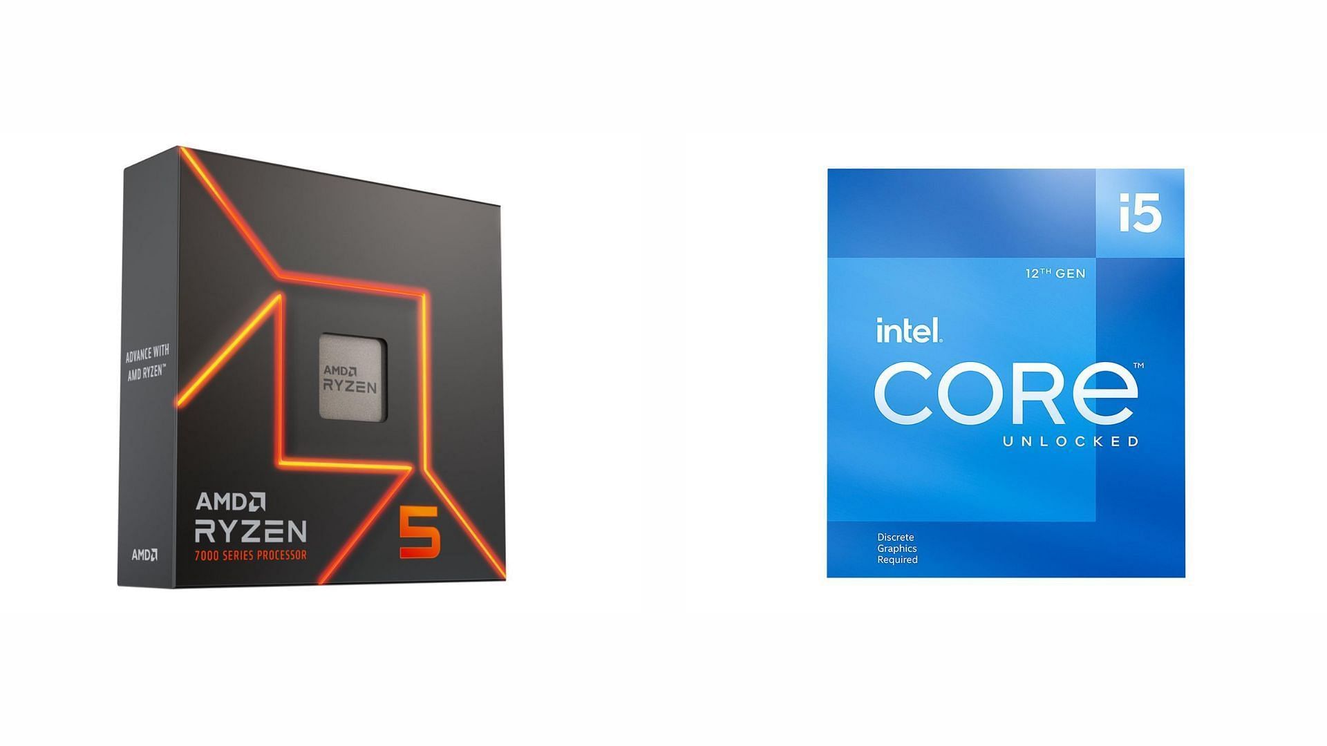 7600 and 12600KF are powerful mid-range gaming processors. (Image via AMD || Intel)