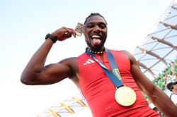 "I'm hoping he starts pulling out the Egyptian God Cards next"- Fans react as Noah Lyles pulls out Exodia the Forbidden One Yu-Gi-Oh! card