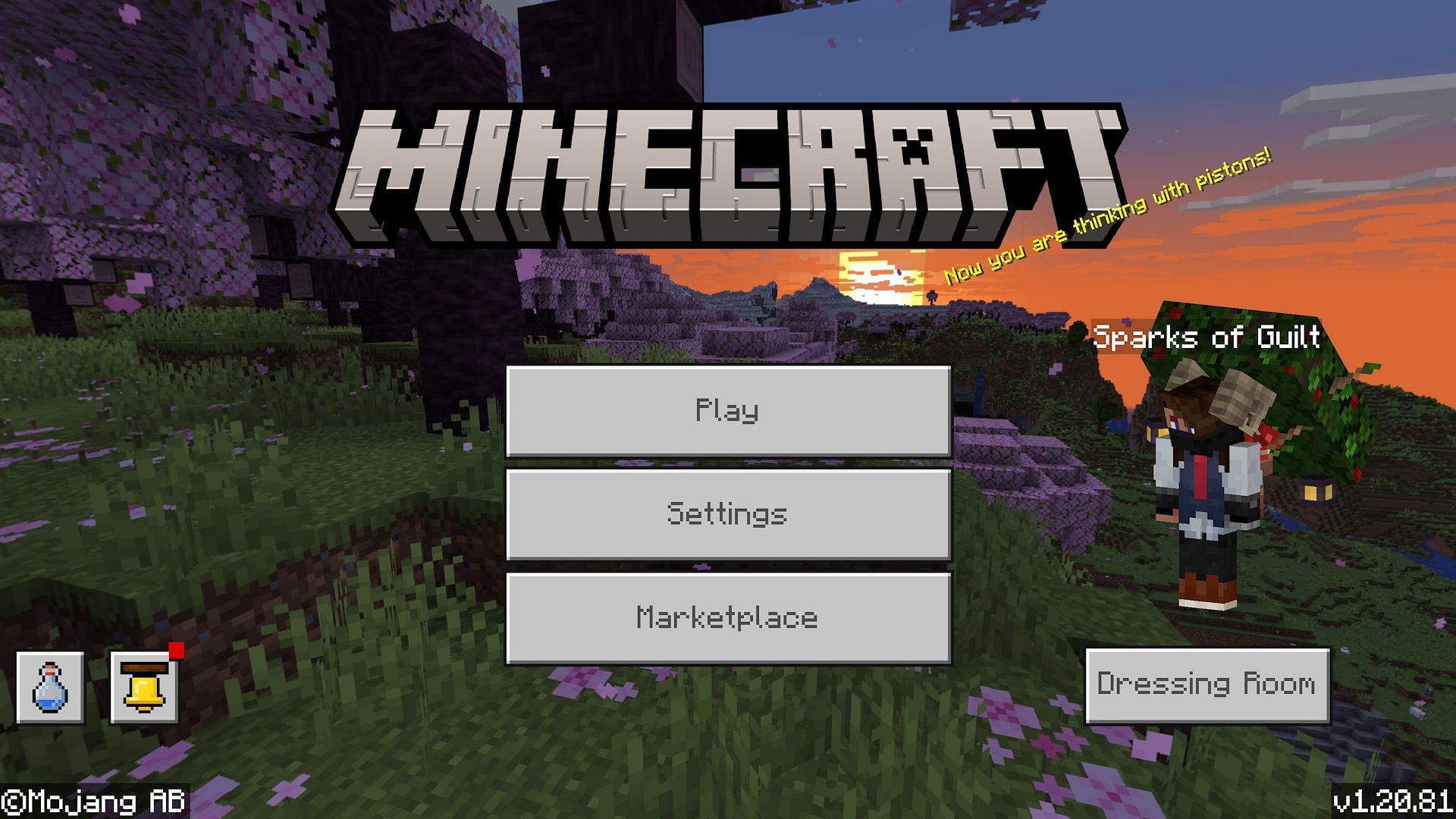 Bedrock Edition&#039;s main menu (Image via Mojang)