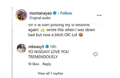 Malik Beasley's comment (Image Credits: IG/MONTANA YAO)