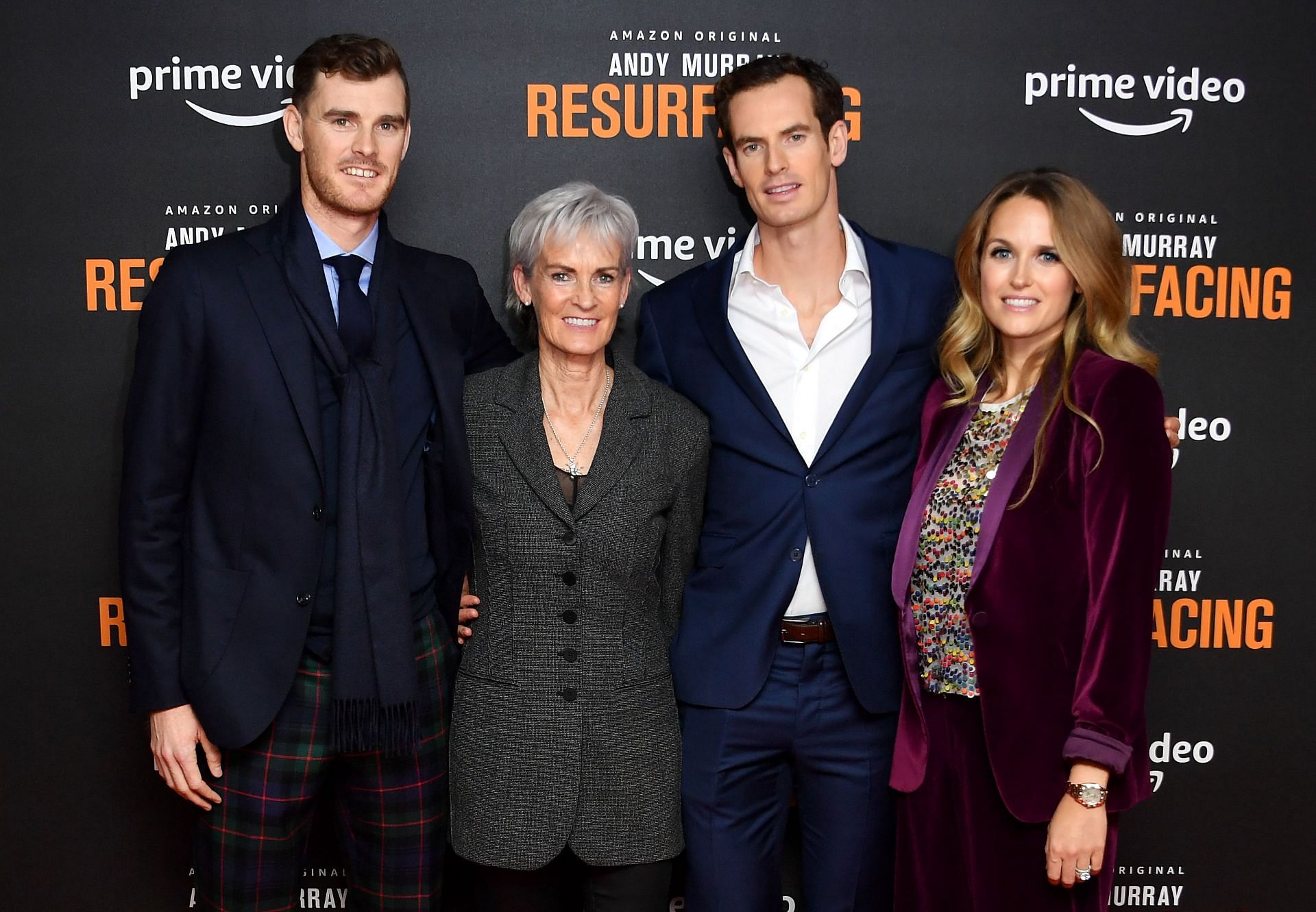 Jamie Murray, Judy Murray, Andy Murray, and Kim Sear at &quot;Andy Murray: Resurfacing&quot; premiere