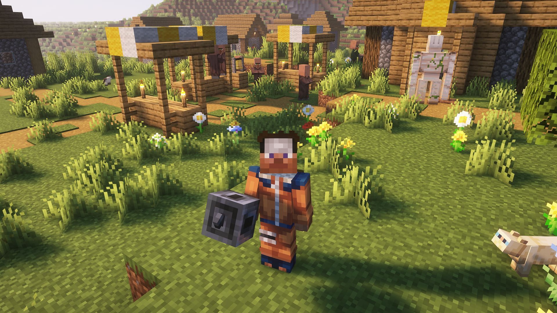 The 3D mace being held by a player (Image via Mojang)