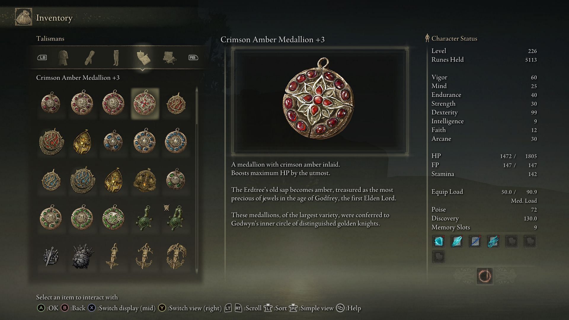 The Crimson Amber Medallion +3 (Image via FromSoftware)