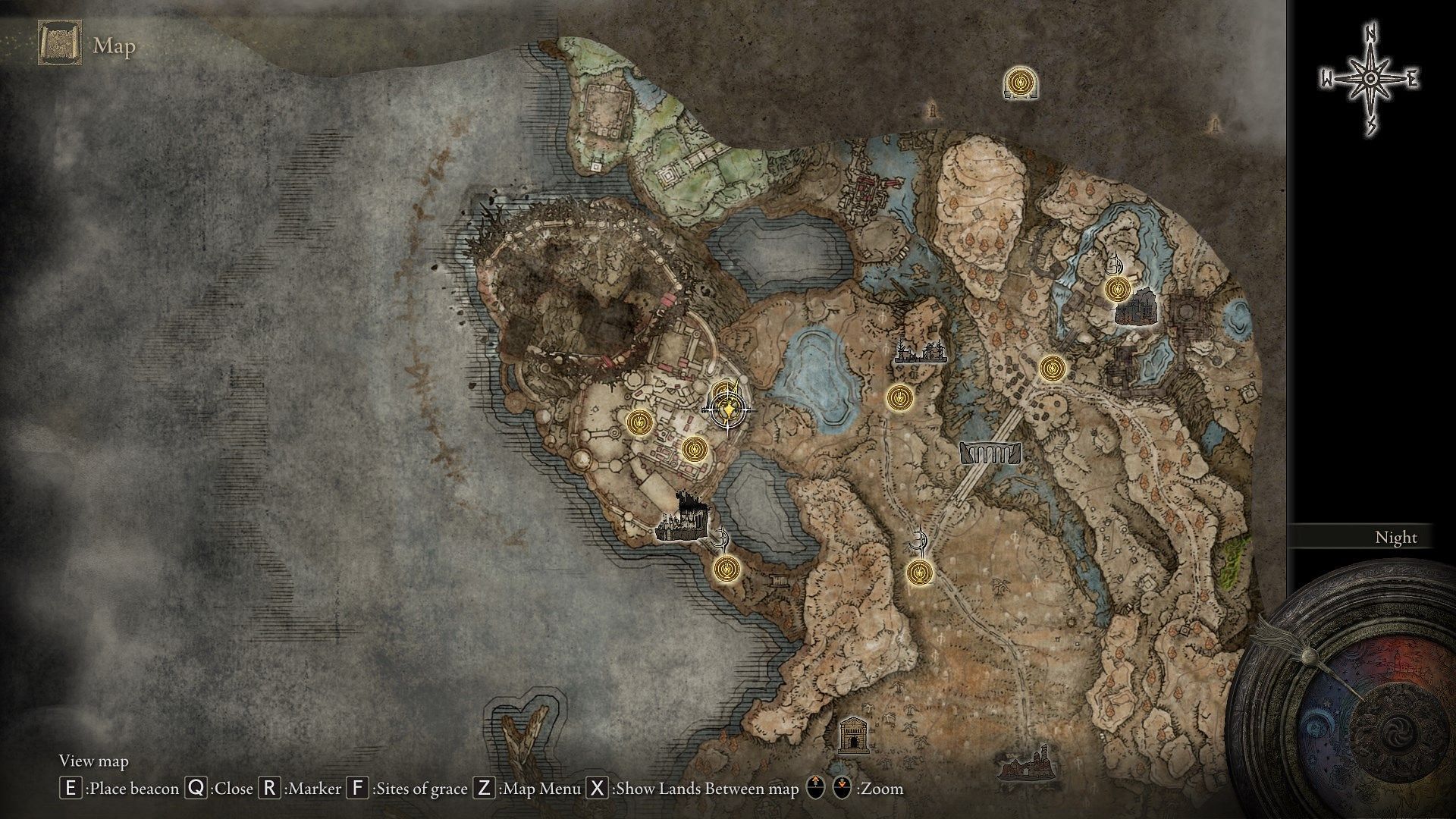 Crusade Insignia drop location on the map (Image via FromSoftware)