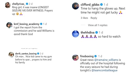 Reactions to Williams' in-ring collapse [Images courtesy: @finoboxing on Instagram]